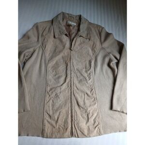 Coldwater Creek Jacket 2x Suede Leather Mixed Media Full Zip Pockets Outdoor